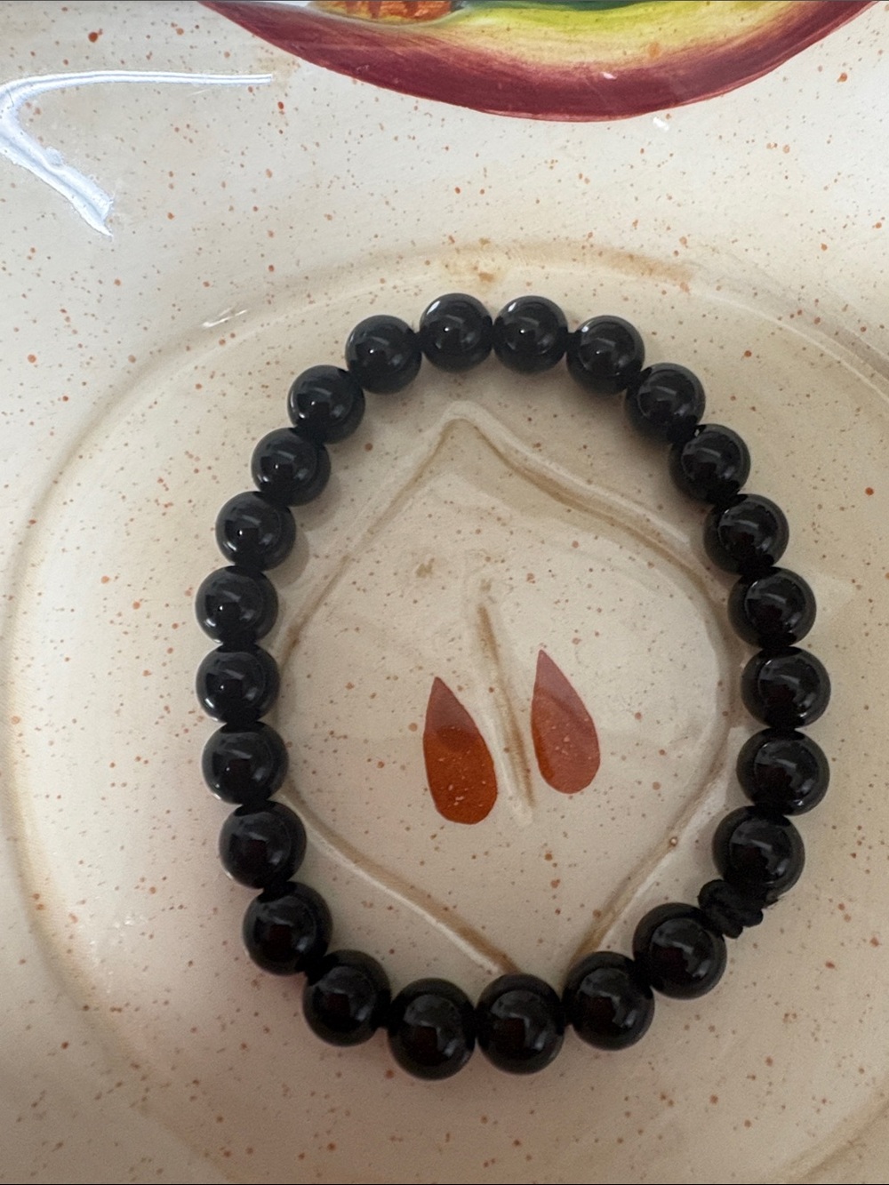 Black Beaded Stretch Bracelet - Glossy Round Beads
